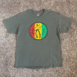 Rasta Reggae Music Art Graphic T-Shirt Green XL Retro Band Tee